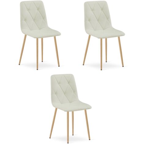 Sedia LIBRA - tessuto beige / gambe color legno x 3