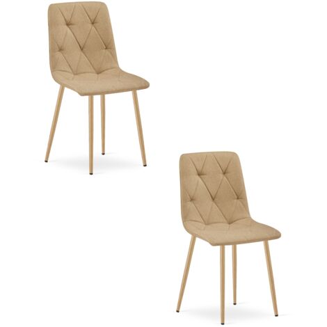 Sedia LIBRA - tessuto marrone / gambe color legno x 2
