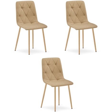 Sedia LIBRA - tessuto marrone / gambe color legno x 3
