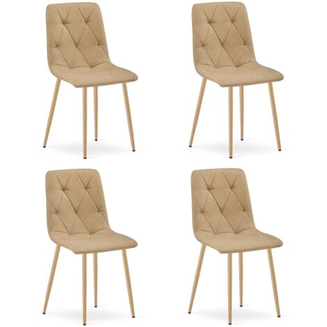 Sedia LIBRA - tessuto marrone / gambe color legno x 4