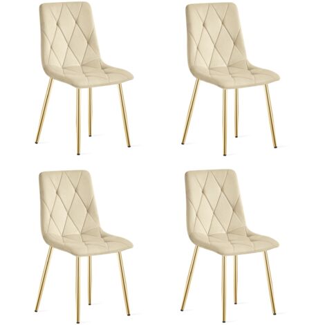 Sedia LIBRA - velluto beige chiaro / gambe dorate x 4