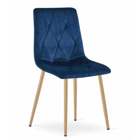 Sedia LIBRA - velluto blu navy / gambe color legno x 1