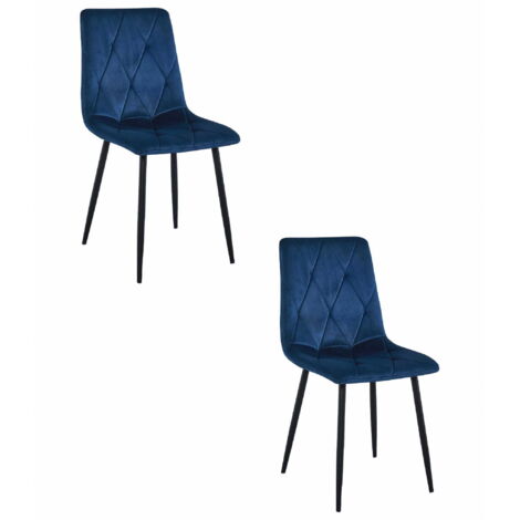 Sedia LIBRA - velluto blu navy / gambe nere x 2