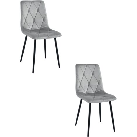 Sedia LIBRA - velluto grigio argento / gambe nere x 2