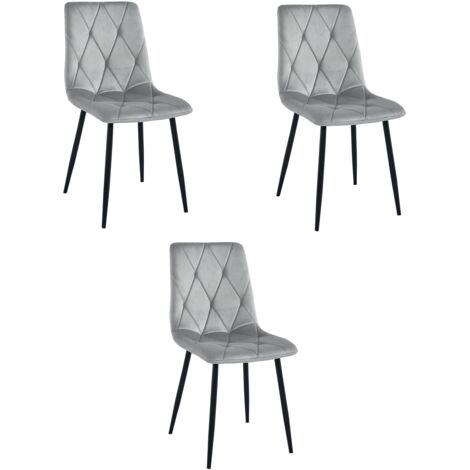 Sedia LIBRA - velluto grigio argento / gambe nere x 3