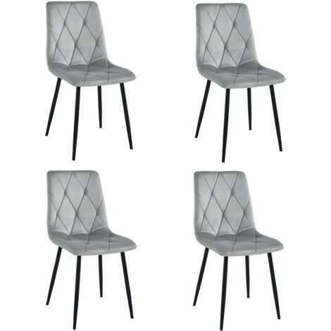 Sedia LIBRA - velluto grigio argento / gambe nere x 4