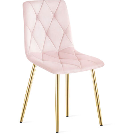 Sedia LIBRA - velluto rosa chiaro / gambe color legno x 1