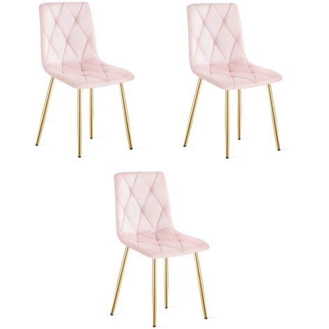 Sedia LIBRA - velluto rosa chiaro / gambe color legno x 3