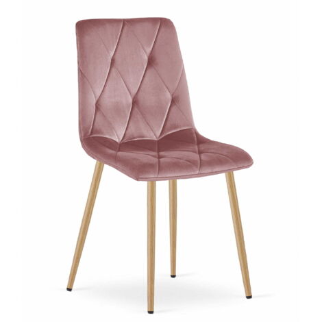 Sedia LIBRA - velluto rosa / gambe color legno x 1