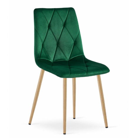 Sedia LIBRA - velluto verde scuro / gambe color legno x 1