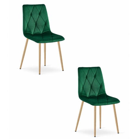 Sedia LIBRA - velluto verde scuro / gambe color legno x 2