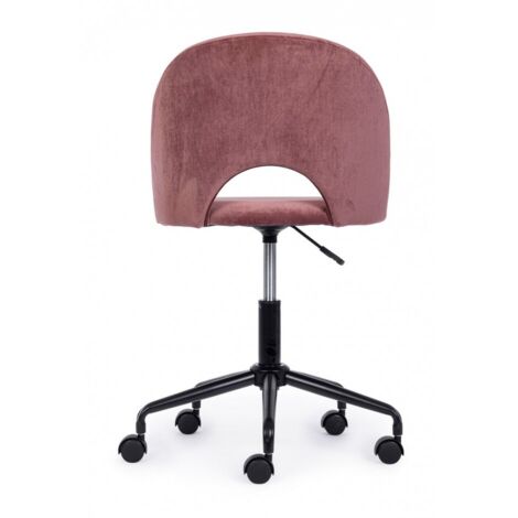 Sedia "Linzey" da ufficio ergonomica, rivestimento in velluto, con ruote, altezza regolabile -Rosa