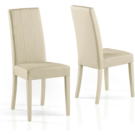 Sedia Liu  Beige sedile ecopelle legno similpelle cucina sala da pranzo design moderna albergo ristorante