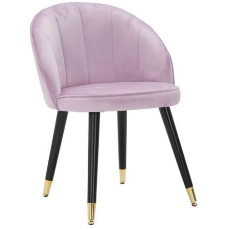 Sedia "Loty" in velluto color rosa e gambe in metallo color nero e oro per interni -Singola