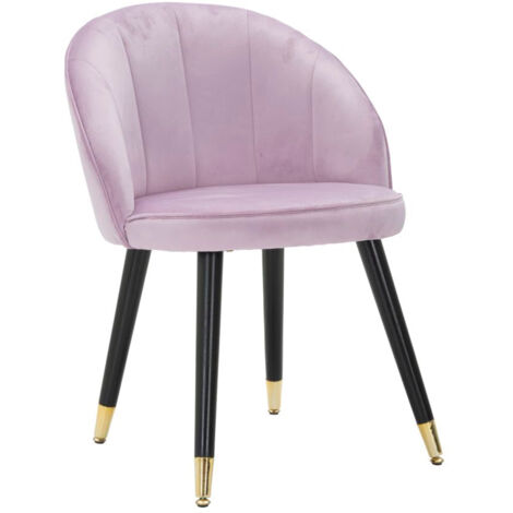 Sedia Loty Rosa 57x58x80 cm in Legno e Velluto Rosa Nero e Oro