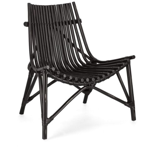 Sedia Lounge "Menendez" in rattan, finitura a base di nitrocellulosa -Naturale