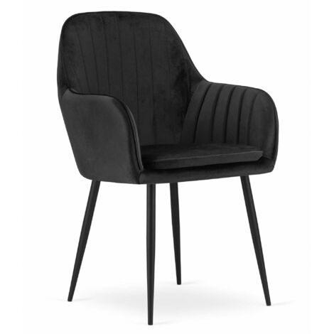 Sedia LUGO - velluto nero / gambe nere x 1