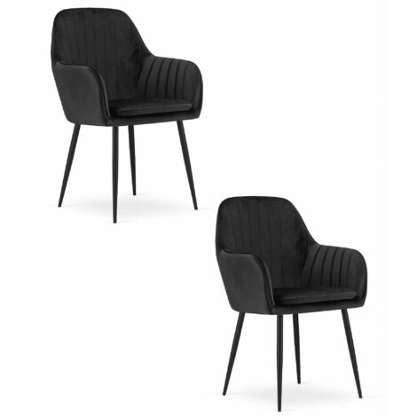 Sedia LUGO - velluto nero / gambe nere x 2