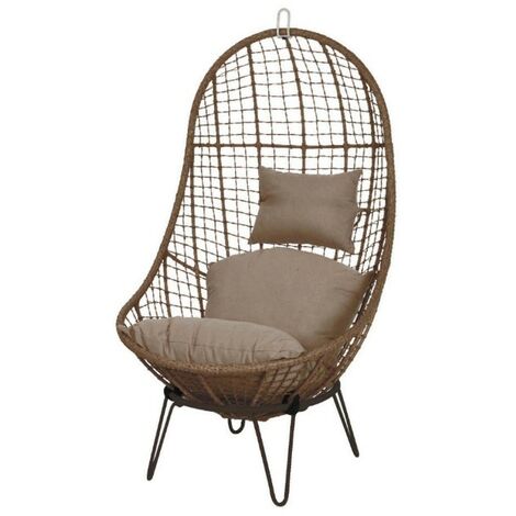 Sedia Malta a Guscio in Rattan con Cuscino