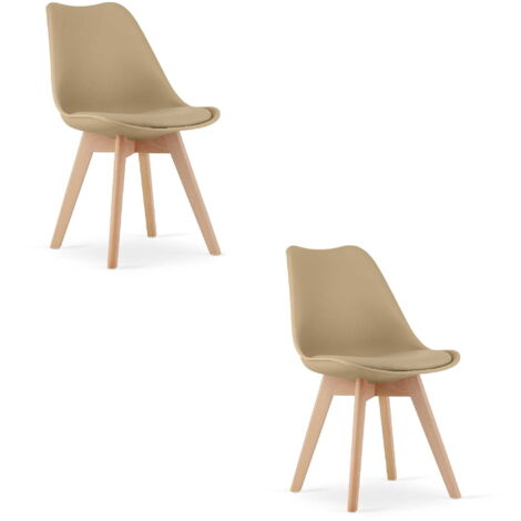 Sedia MARK - beige scuro / gambe naturali x 2