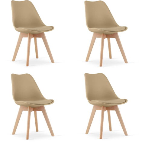 Sedia MARK - beige scuro / gambe naturali x 4