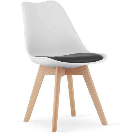 Sedia MARK bianca e nera / gambe naturali x 1