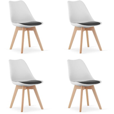 Sedia MARK bianca e nera / gambe naturali x 4