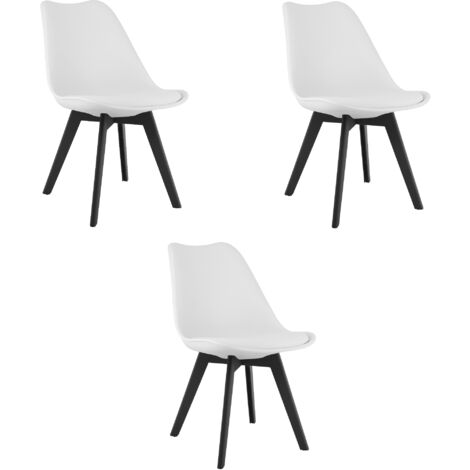 Sedia MARK - gambe bianche / nere x 3