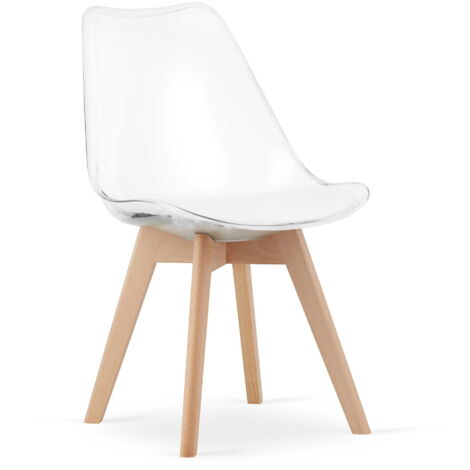 Sedia MARK - trasparente/gambe naturali x 1