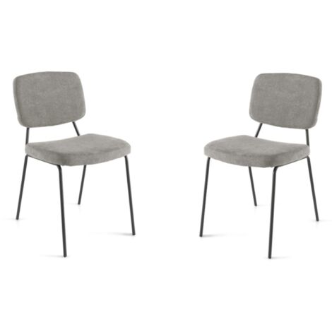 Sedia metallo seduta tessuto Grigio Chiaro - TULLIA 2 sedie