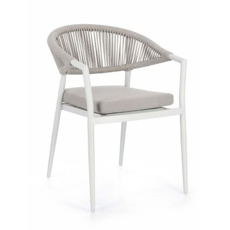 Sedia "Millor" struttura in alluminio con braccioli per interni ed esterni -Antracite/Khaki / Confezione da 4 Pezzi