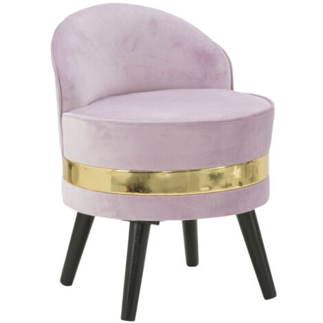 Sedia Mini Paris Rosa Ø45x62 cm Legno Spugna e Velluto Sintetico Rosa e Oro e Nero
