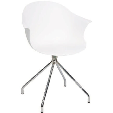 Sedia Moderna 53x61,5x80 cm in Metallo e Polipropilene Bianco
