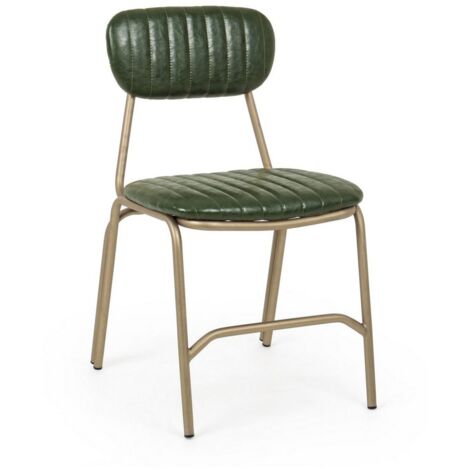 Sedia moderna Addy in acciaio rivestita in colore verde scuro retro