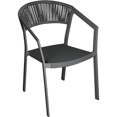 Sedia Moderna da Esterno per Tavolo da Pranzo in Alluminio e Textilene, Antracite