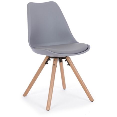 Sedia moderna legno plastica similpelle grigio New trend cm 59 x 49 x 83,5
