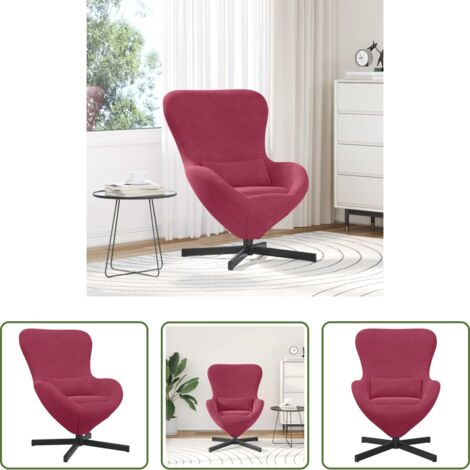 Sedia Moderna -  Poltrona uovo Rosso Vino 63 x 73 x 90 cm Velluto
