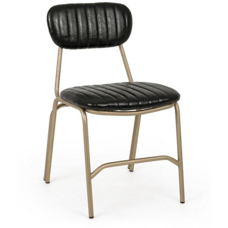 Sedia moderna retro Addy con struttura in acciaio similpelle nero