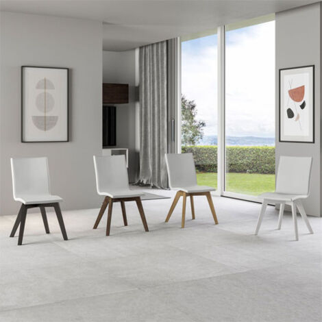 Sedia "Napoli" con gambe in legno color bianco per arredamento casa -Bianco