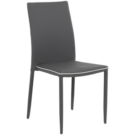 Sedia Nathalie eco-pelle grigio scuro 44x41x90 cm
