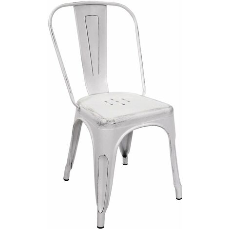 Sedia New Bristol 43x43xh45/84 cm in Ferro Bianco Antico