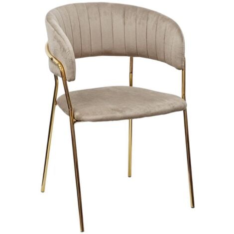 WS DESIGN Sedia New Velvet in Velluto Tortora – Gambe in Metallo Dorato – Design Moderno Elegante