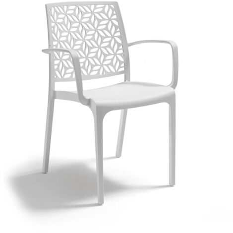 SEDIA NINFA 56X56XH81CM BIANCA CON BRACCIOLI.