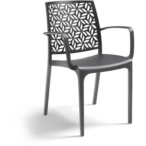 SEDIA NINFA 56X56XH81CM GRAFITE CON BRACCIOLI