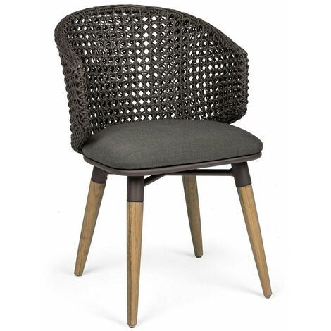 Sedia Ninfa con struttura in alluminio, intreccio in corda per esterno da 79 cm -Dark / Confezione singola