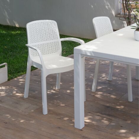 SEDIA NUMANA 58X57XH84CM BIANCA EFFETTO RATTAN