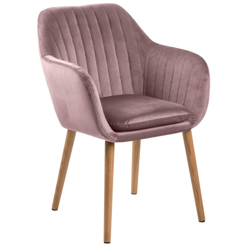 Image of Sedia Oakland 197, Rosa Dusty, 83x57x61cm, Arazzo, Di legno, Metallo - Rosa Dusty