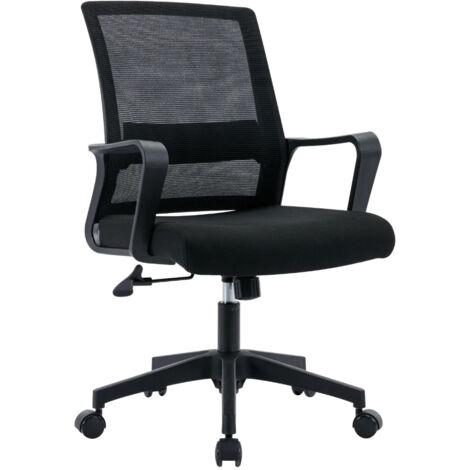 Sedia Operativa da Ufficio 45x51x94/100h cm Ergonomica con Supporto Lombare Nera