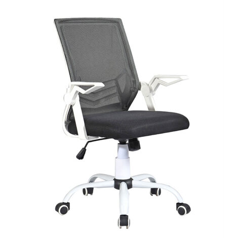 Sedia Operativa da Ufficio 62x54x94-104 cm Providence Schienale in Rete Bianco e Nero