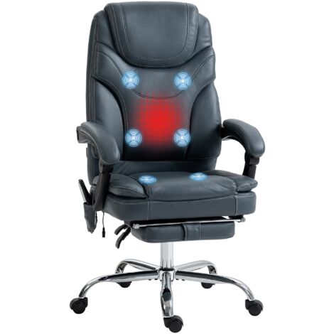 Sedia Operativa da Ufficio Massaggiante e Riscaldante 67x67x113-121 cm Grigio